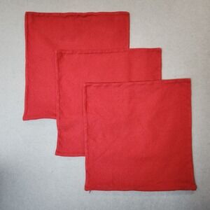 Pottery Barn Lot of 3 Pillow Shams Solid Red Waffle Textured‎ 19x19 100% Cotton